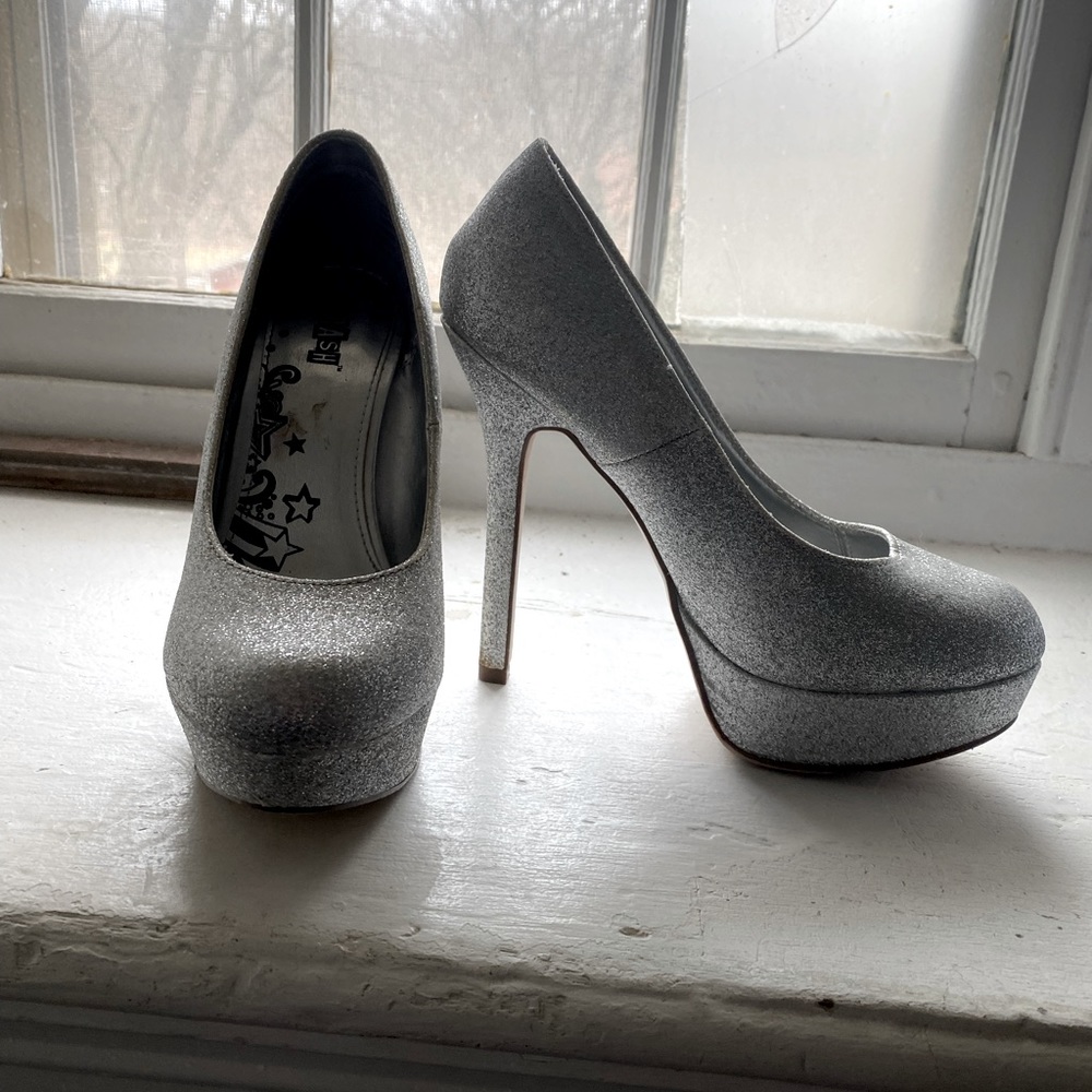 Silver platform heels